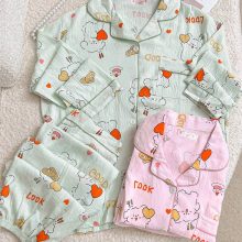 ست دو تیکه موسلین آستین بلند وارداتی کد 6069