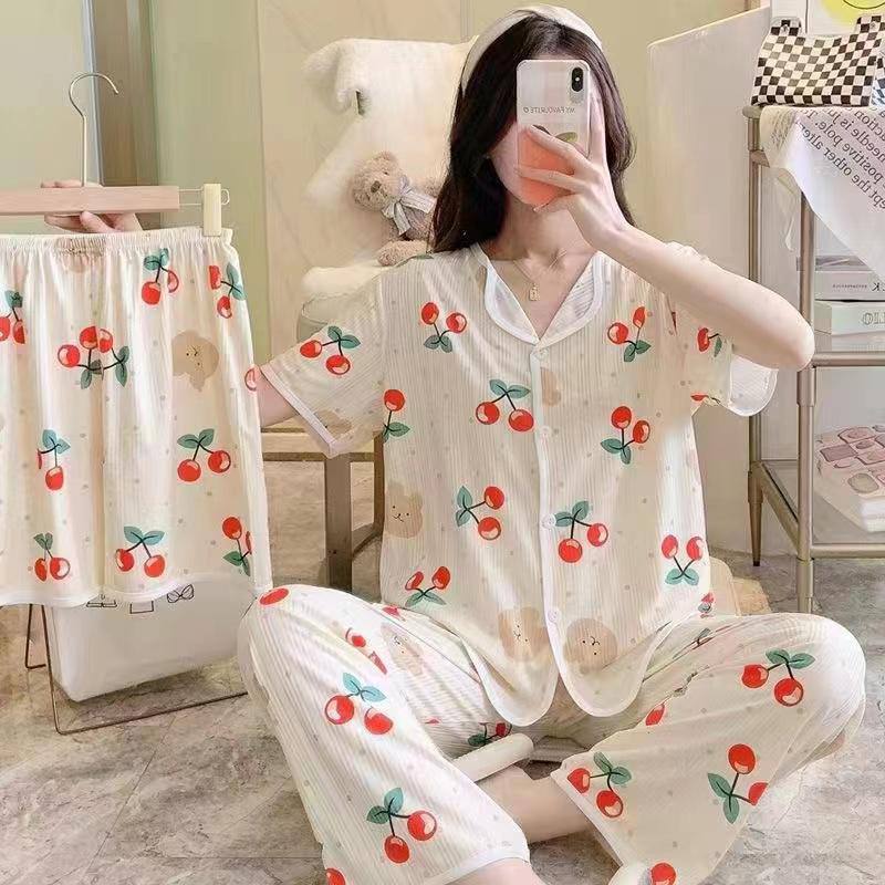 ست سه تیکه فانتزی نخ پنبه کبریتی وارداتی کد 1210