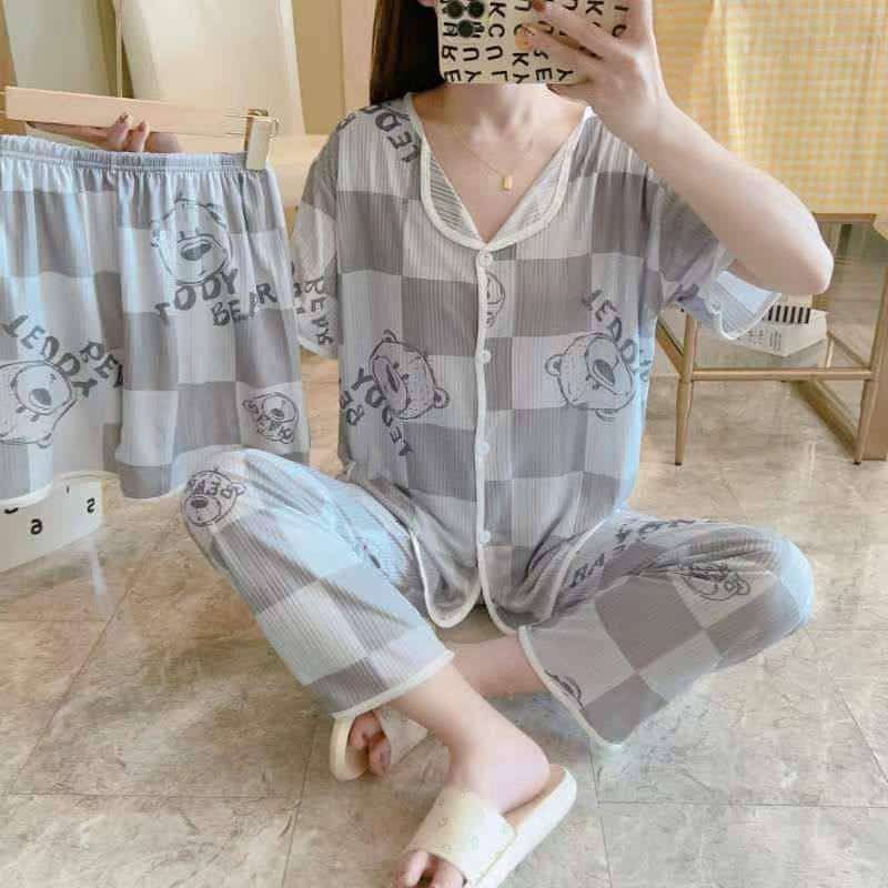 ست سه تیکه فانتزی نخ پنبه کبریتی وارداتی کد 1185